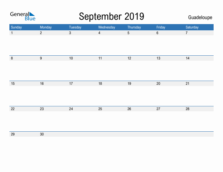 Fillable September 2019 Calendar