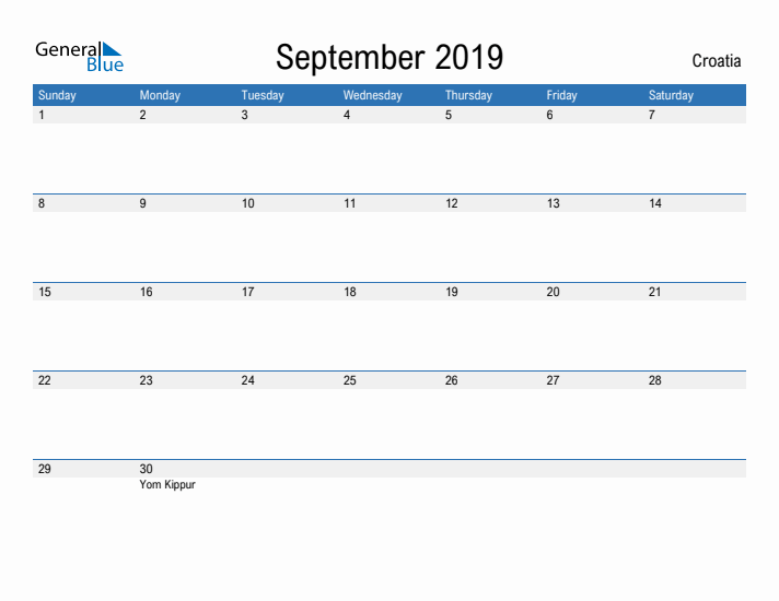 Fillable September 2019 Calendar