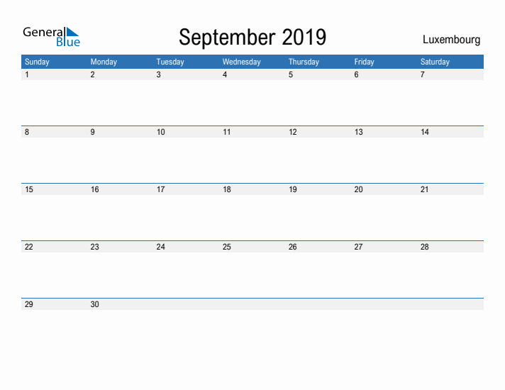 Fillable September 2019 Calendar