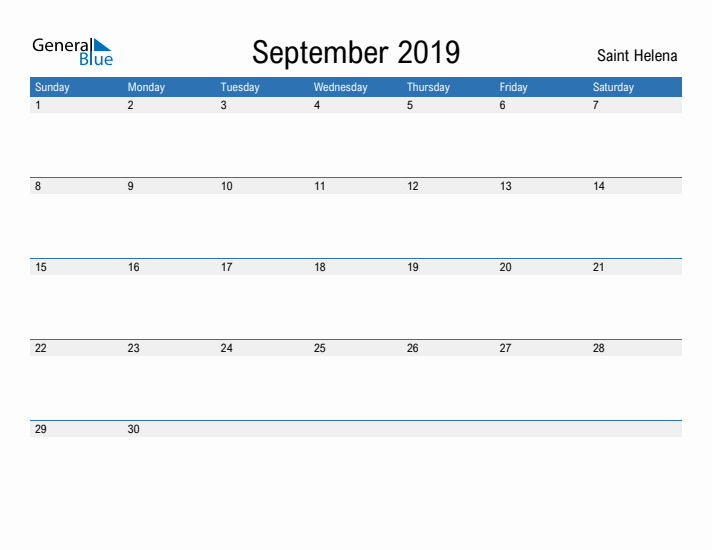 Fillable September 2019 Calendar