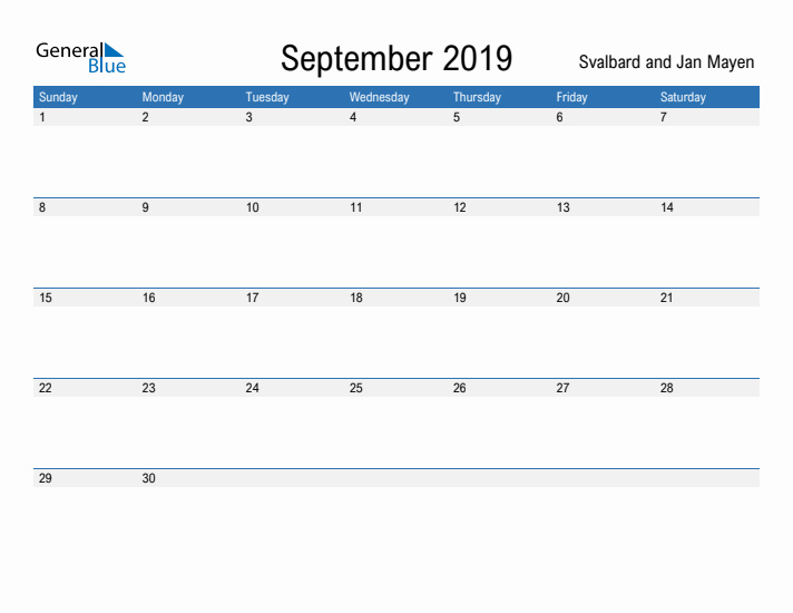 Fillable September 2019 Calendar