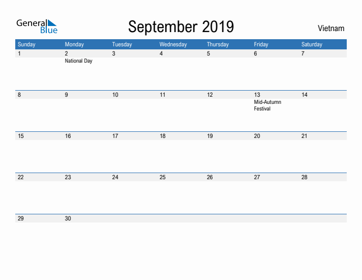 Fillable September 2019 Calendar