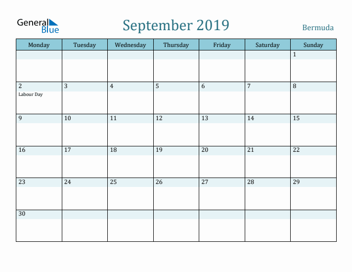 September 2019 Calendar with Holidays