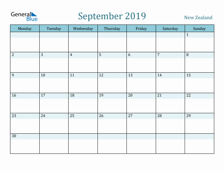 September 2019 Calendar with Holidays