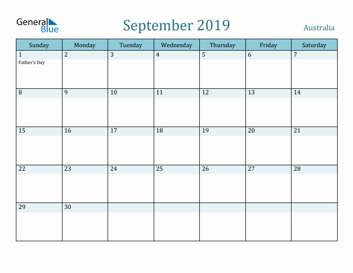 September 2019 Calendar with Holidays