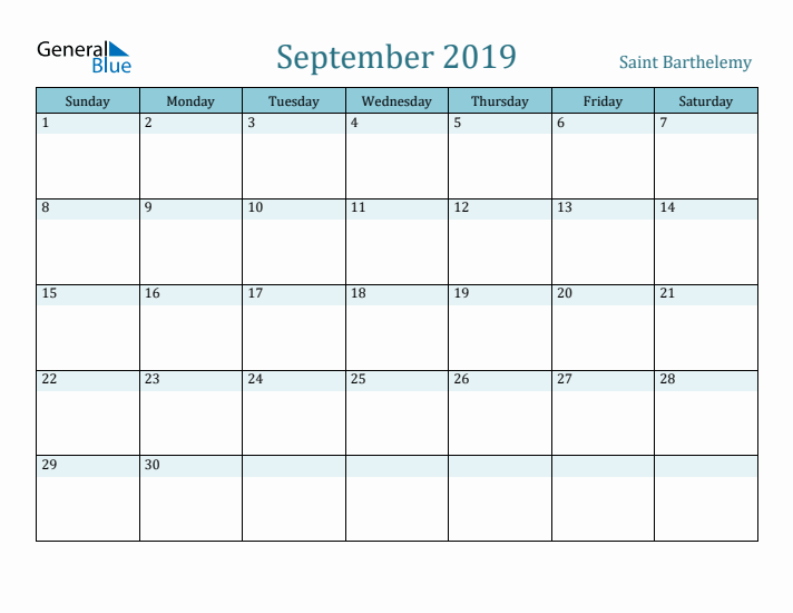 September 2019 Calendar with Holidays