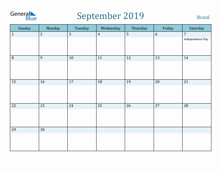 September 2019 Calendar with Holidays