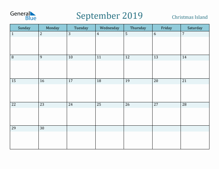 September 2019 Calendar with Holidays