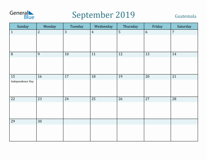 September 2019 Calendar with Holidays