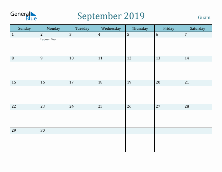 September 2019 Calendar with Holidays