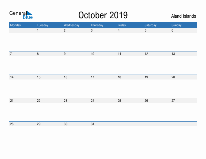 Fillable October 2019 Calendar