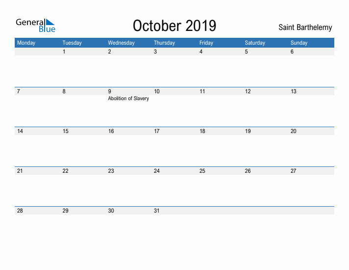 Fillable October 2019 Calendar