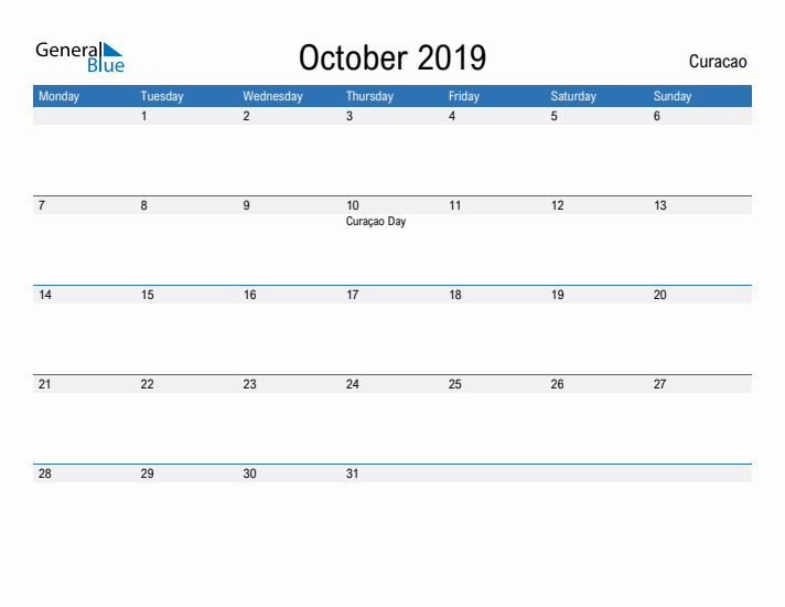 Fillable October 2019 Calendar