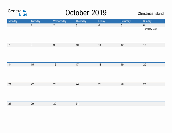 Fillable October 2019 Calendar