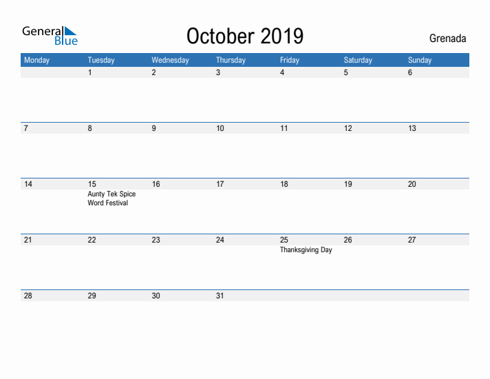 Fillable October 2019 Calendar