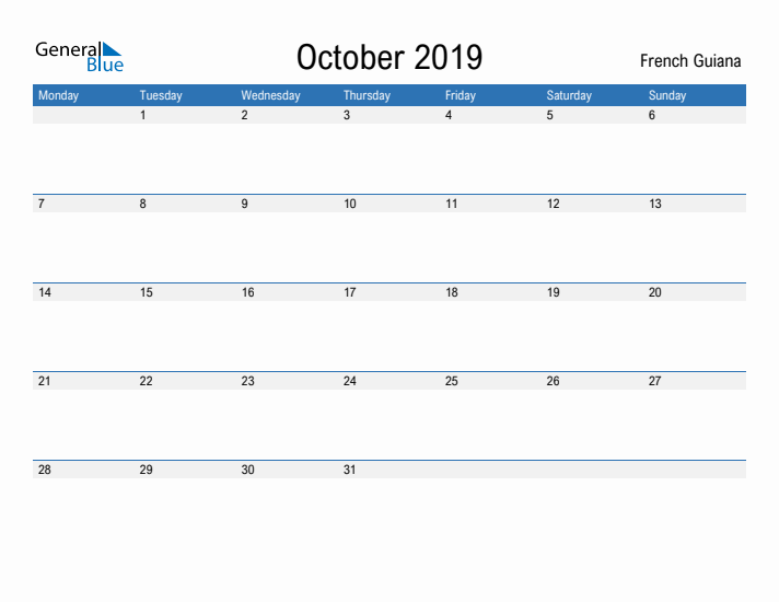 Fillable October 2019 Calendar