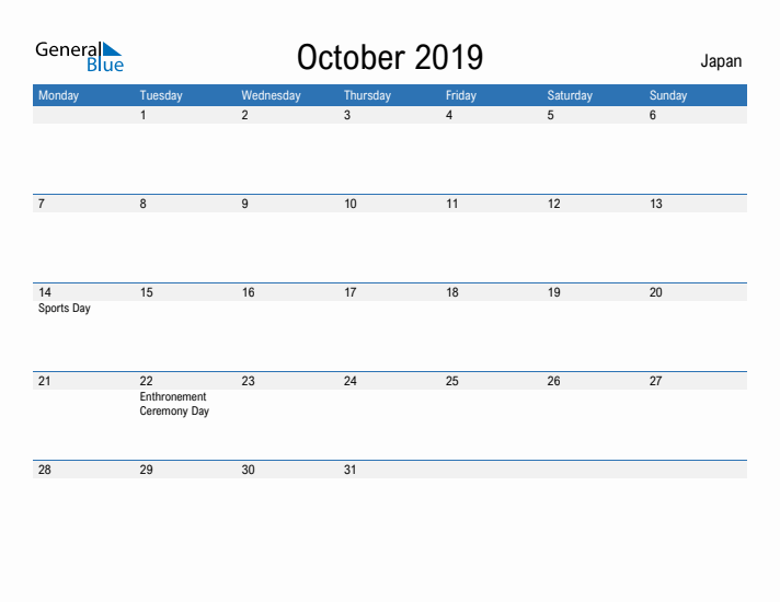 Fillable October 2019 Calendar