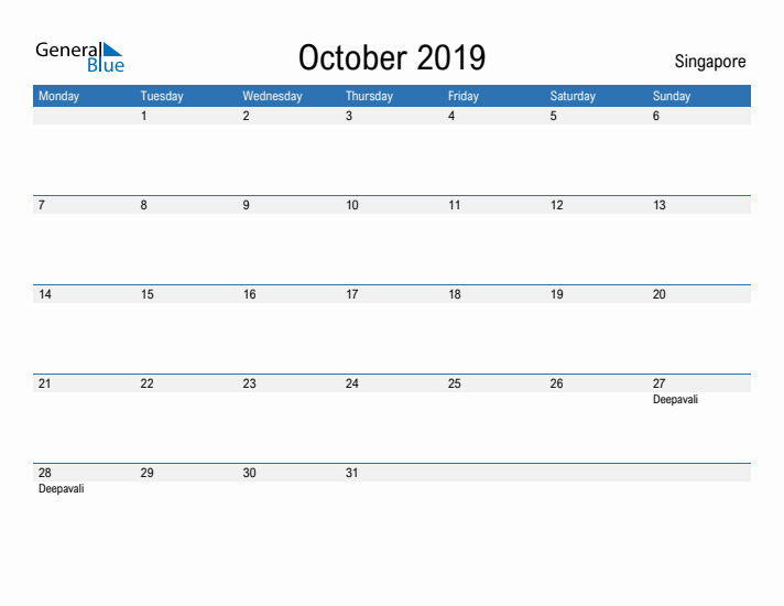 Fillable October 2019 Calendar