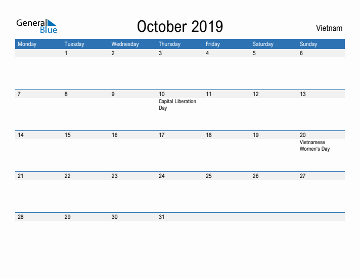 Fillable October 2019 Calendar