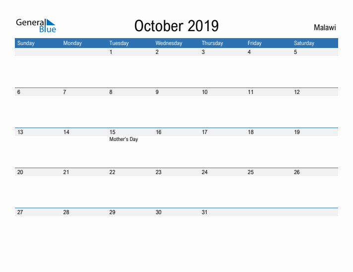 Fillable October 2019 Calendar