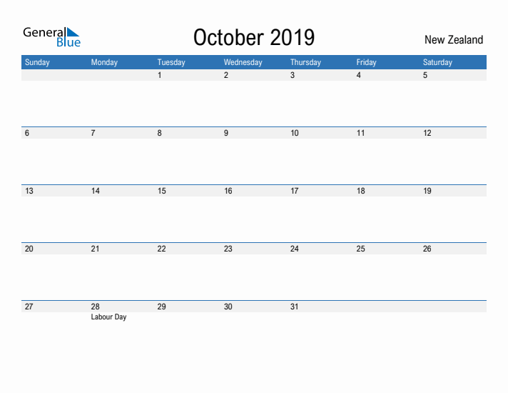 Fillable October 2019 Calendar