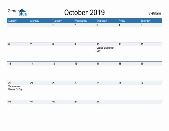 Fillable October 2019 Calendar