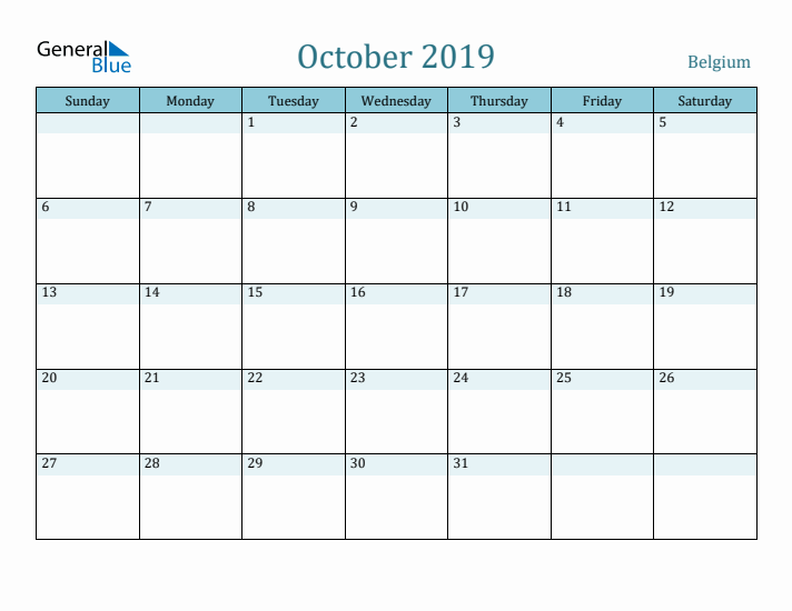 October 2019 Calendar with Holidays