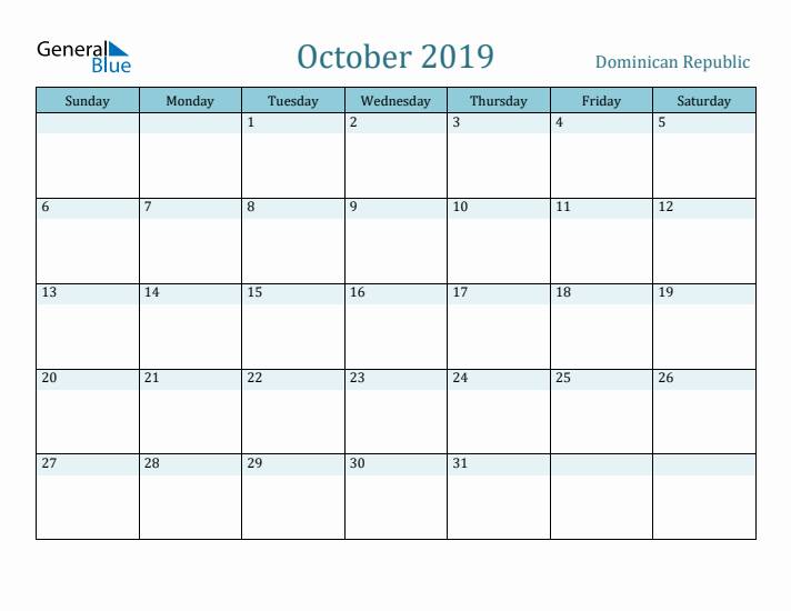 October 2019 Calendar with Holidays