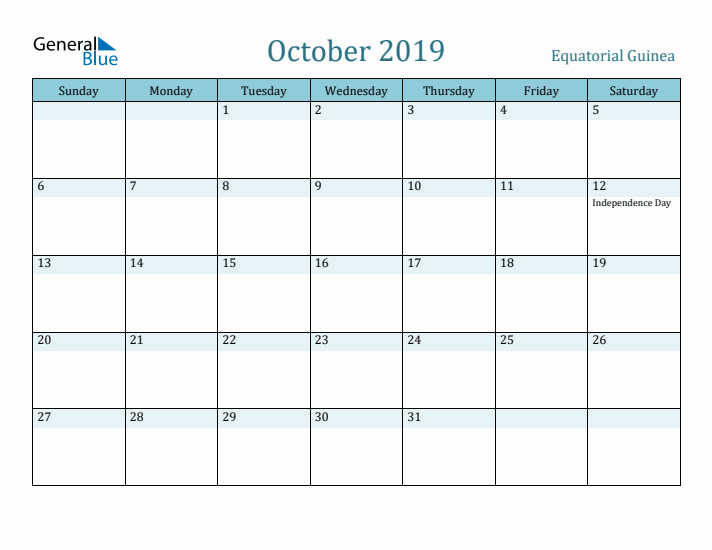 October 2019 Calendar with Holidays