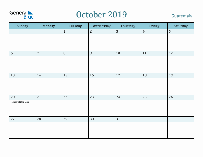 October 2019 Calendar with Holidays