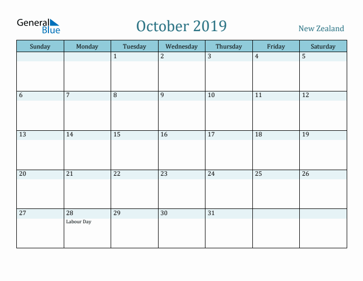 October 2019 Calendar with Holidays