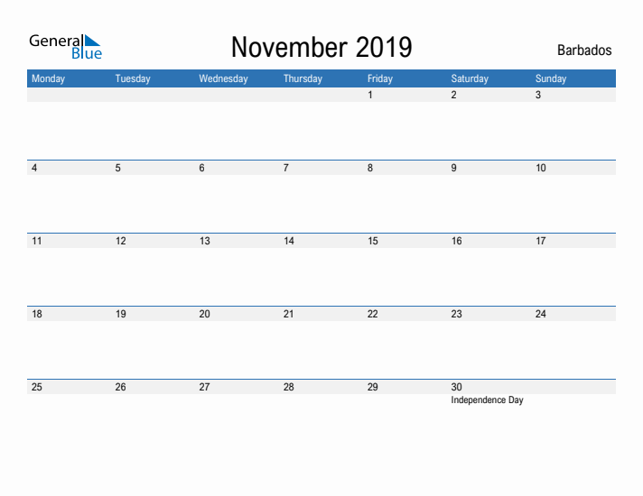 Fillable November 2019 Calendar