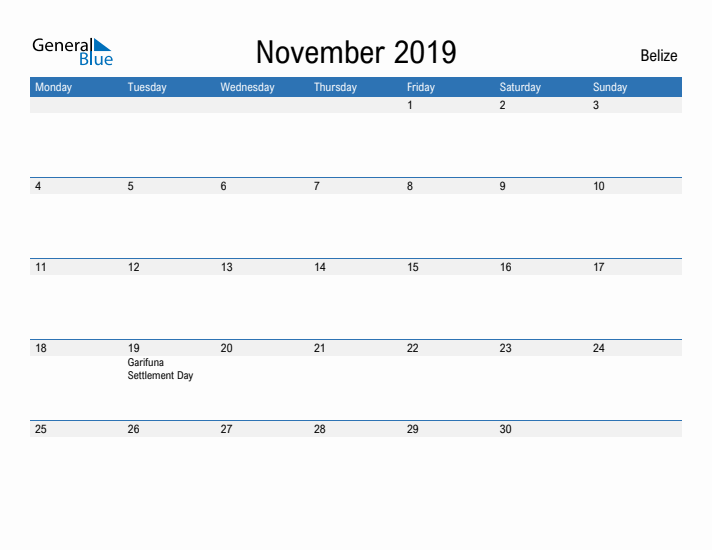 Fillable November 2019 Calendar