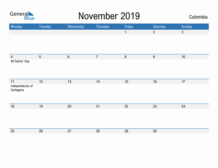 Fillable November 2019 Calendar