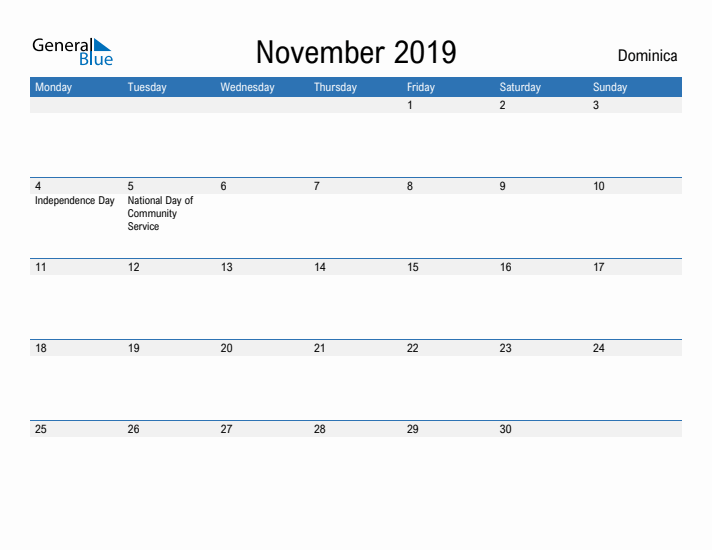 Fillable November 2019 Calendar