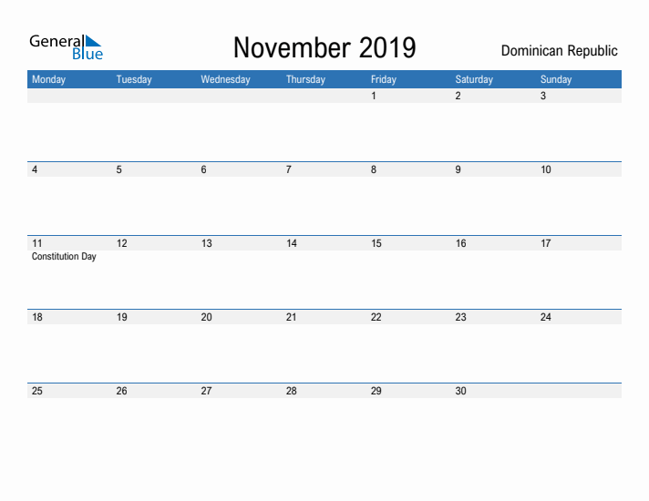 Fillable November 2019 Calendar