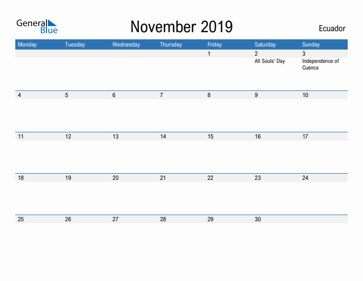 Fillable November 2019 Calendar