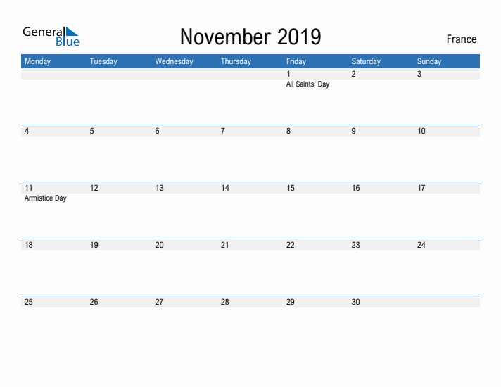 Fillable November 2019 Calendar