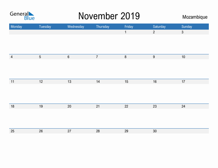 Fillable November 2019 Calendar