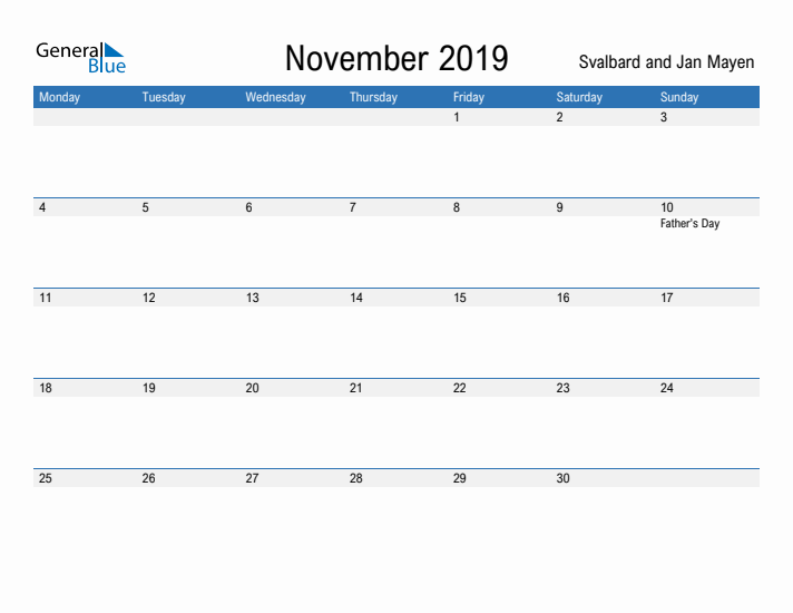 Fillable November 2019 Calendar