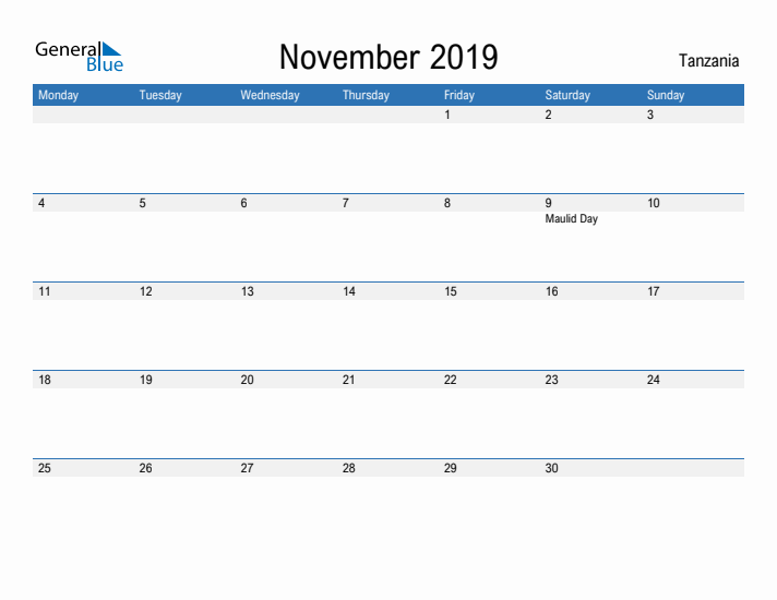 Fillable November 2019 Calendar