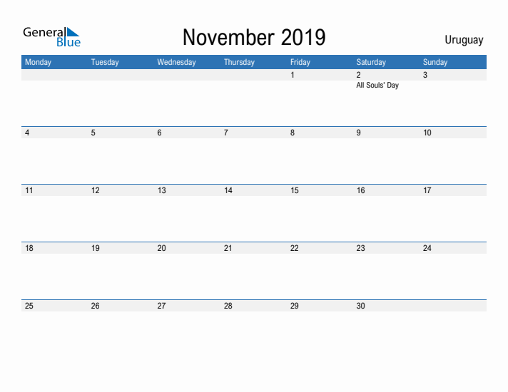 Fillable November 2019 Calendar