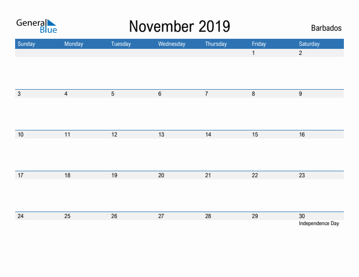 Fillable November 2019 Calendar