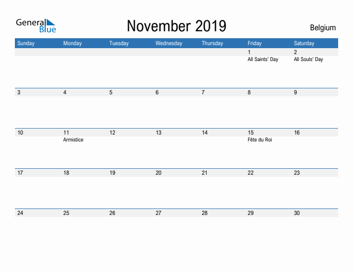 Fillable November 2019 Calendar