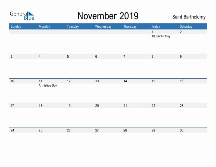 Fillable November 2019 Calendar