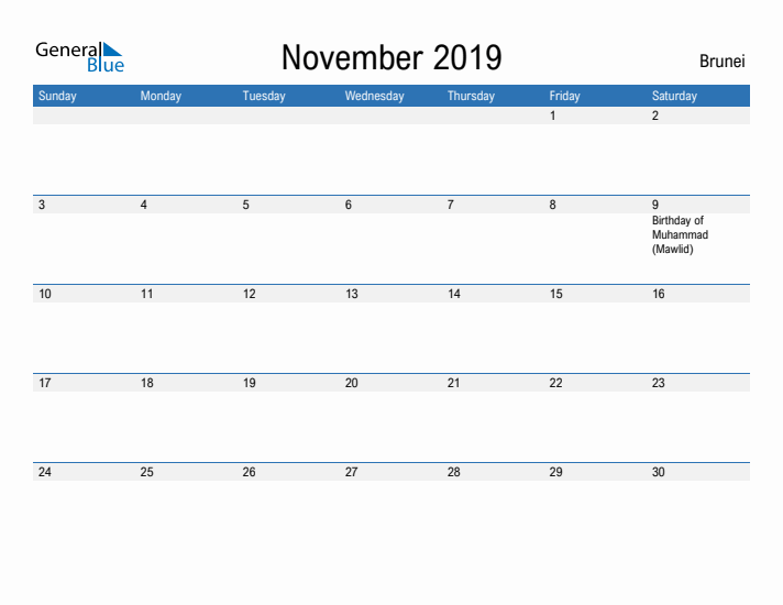 Fillable November 2019 Calendar