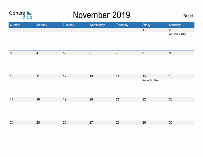 Fillable November 2019 Calendar