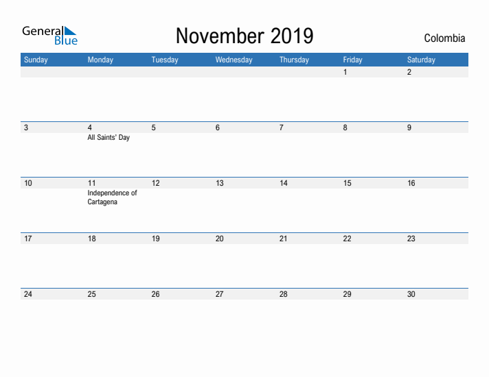 Fillable November 2019 Calendar