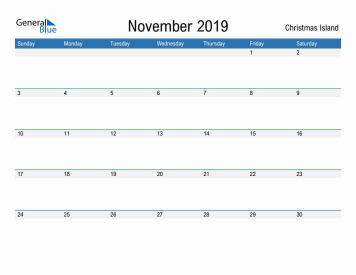 Fillable November 2019 Calendar