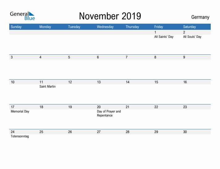 Fillable November 2019 Calendar